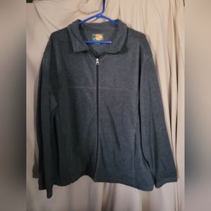 XLarge Mens Longsleeve Fleece Jacket.by bass pro shop. (Gray/2 pockets)